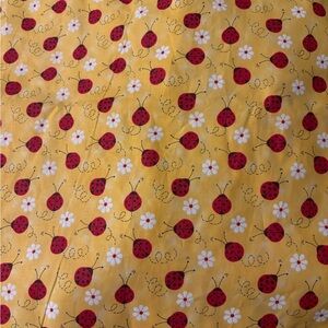 Yellow Ladybug and Flower Fabric 1 yard